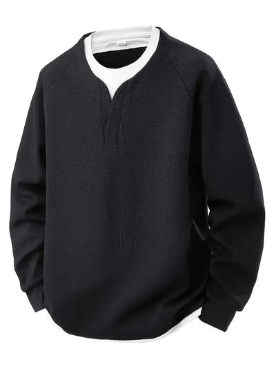 JAMES – TEXTURED V-NECK LAYERED SWEATSHIRT