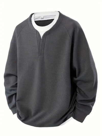 JAMES – TEXTURED V-NECK LAYERED SWEATSHIRT