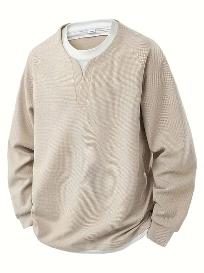 JAMES – TEXTURED V-NECK LAYERED SWEATSHIRT