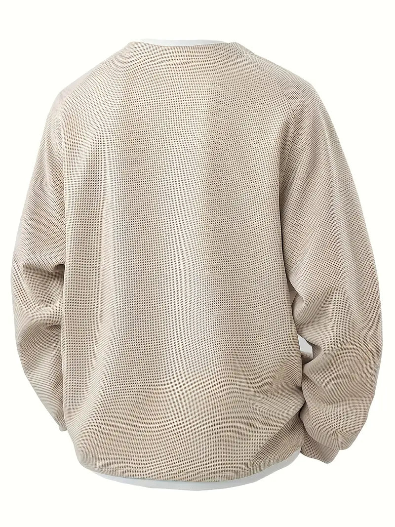 JAMES – TEXTURED V-NECK LAYERED SWEATSHIRT