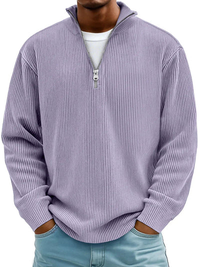 JASON – RELAXED HALF-ZIP RIBBED SWEATER