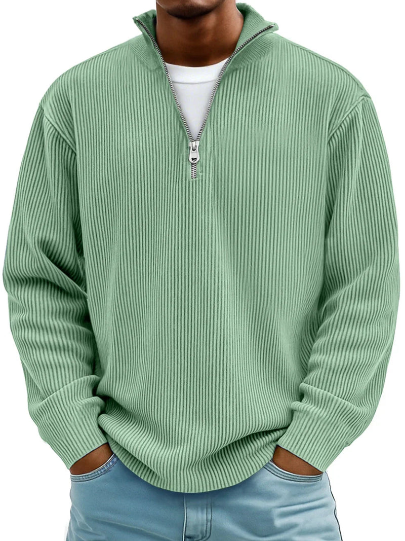 JASON – RELAXED HALF-ZIP RIBBED SWEATER